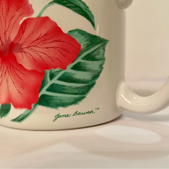 Vintage FIB Flowers Inc. Coffee Mug Jane Bowen Floral Hummingbird Hibiscus 90s - Picture 5 of 8